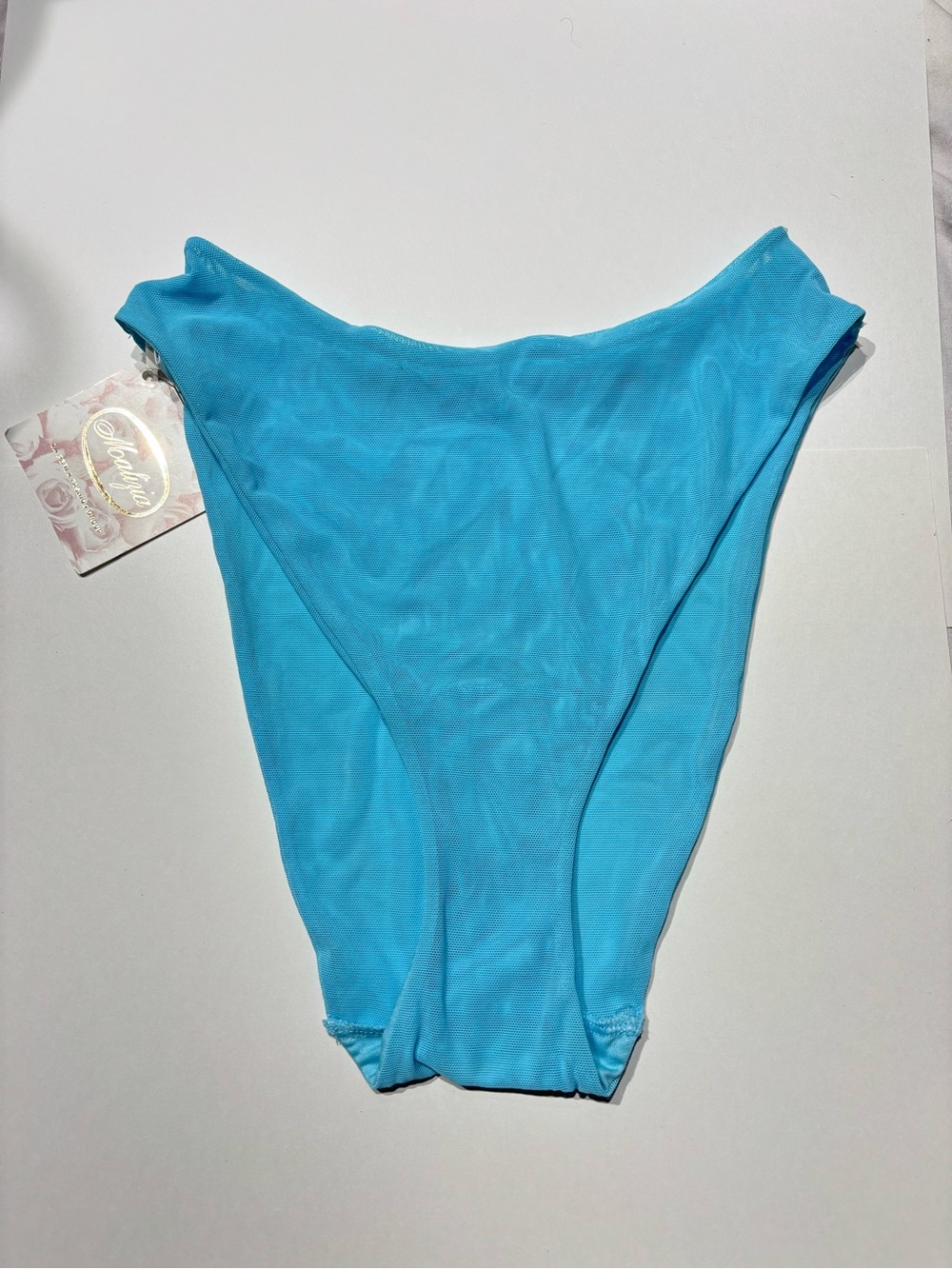 Vintage La Perla Bright Turquoise Aqua High-Cut Mesh Brief